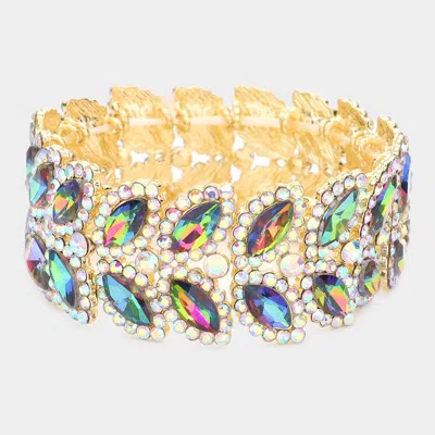 Fashnzfab Marquise Stone Embellished Stretch Evening Bracelet Vitrail Medium In Green