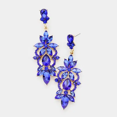 Fashnzfab Marquise Stone Flower Accented Evening Earrings In Purple