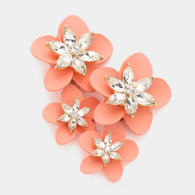 Fashnzfab Marquise Stone Flower Link Dangle Earrings In Pink