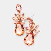 Fashnzfab Marquise Stone Flower Teardrop Dangle Evening Earrings - Peach In Gold