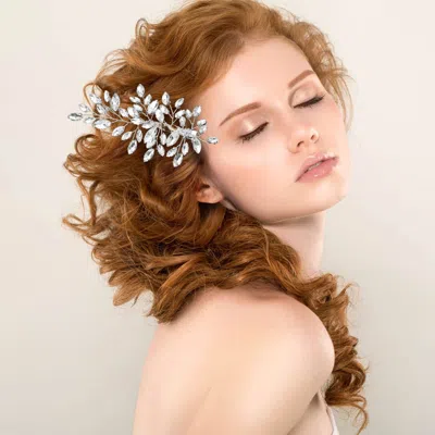 Fashnzfab Marquise Stone Leaf Branch Hair Clip In Multi