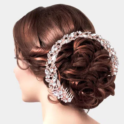 Fashnzfab Marquise Stone Leaf Cluster Bun Hair Comb In Multi