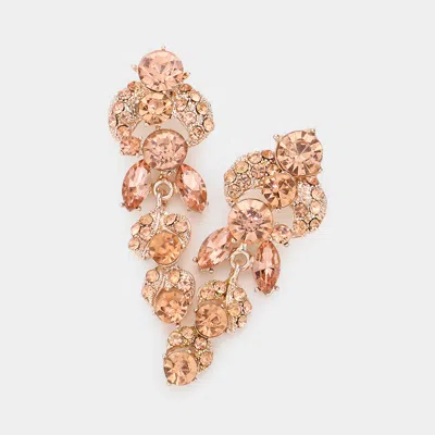 Fashnzfab Marquise Stone Leaf Evening Earrings In Gold