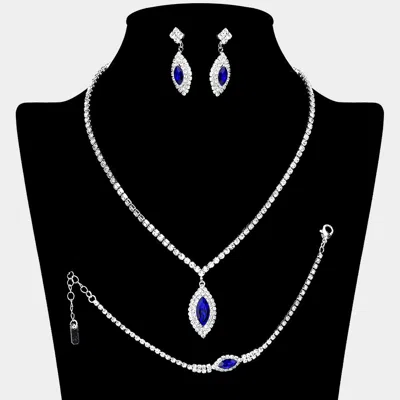 Fashnzfab Marquise Stone Pendant Accented Rhinestone Paved Jewelry Set In Multi