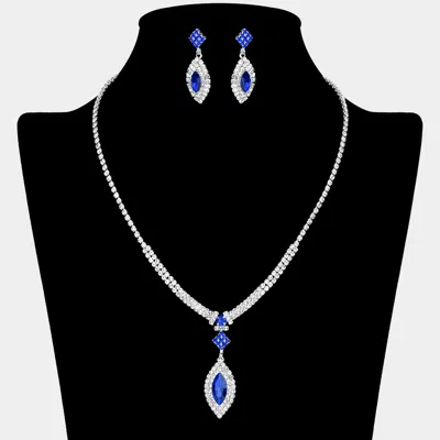 Fashnzfab Marquise Stone Pendant Rhinestone Paved Necklace In Metallic