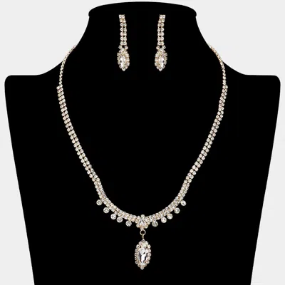 Fashnzfab Marquise Stone Pendant Rhinestone Paved Necklace In Multi