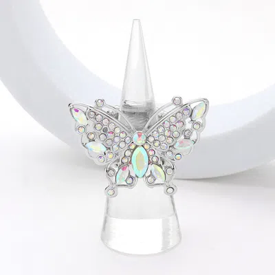 Fashnzfab Marquise Stone Pointed Butterfly Stretch Ring In Multi