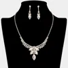 Fashnzfab Marquise Stone Pointed Rhinestone Paved Necklace In Metallic