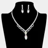 Fashnzfab Marquise Stone Pointed Rhinestone Paved Necklace In Multi