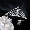 Fashnzfab Marquise Stone Pointed Rhinestone Paved Princess Tiara In Silver