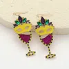 Fashnzfab Marquise Stone Sparkly Mardi Gras Mask Wine Glass Dangle Earrings - Multi In Multi