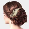 Fashnzfab Marquise Stone Sprout Rhinestone Hair Comb In Gold