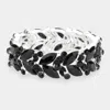 Fashnzfab Marquise Stone Sprout Stretch Evening Bracelet Black In Black