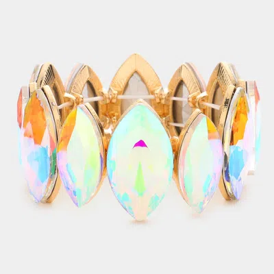 Fashnzfab Marquise Stone Stretch Evening Bracelet Ab, Gold In Multi