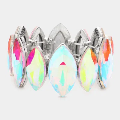 Fashnzfab Marquise Stone Stretch Evening Bracelet Ab, Silver In Multi