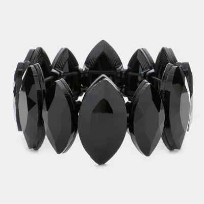 Fashnzfab Marquise Stone Stretch Evening Bracelet Black, Jet Black In Multi