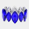 Fashnzfab Marquise Stone Stretch Evening Bracelet Sapphire, Silver In Blue