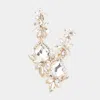 Fashnzfab Marquise Stone Teardrop Floral Dangle Evening Earrings In Gold