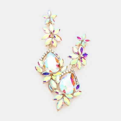 Fashnzfab Marquise Stone Teardrop Floral Dangle Evening Earrings In Multi
