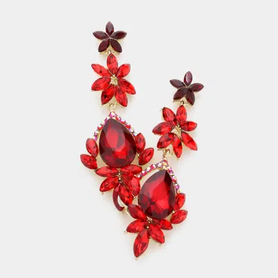 Fashnzfab Marquise Stone Teardrop Floral Dangle Evening Earrings In Multi