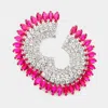 Fashnzfab Marquise Stone Trim Pointed Evening Earrings - Fuchsia In Metallic