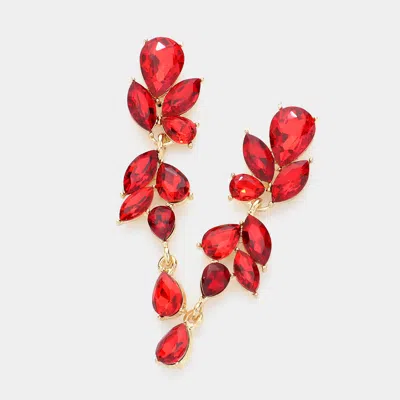Fashnzfab Marquise Teardrop Cluster Dropdown Evening Earrings In Red