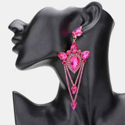 Fashnzfab Marquise Teardrop Cluster Evening Earrings In Pink