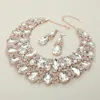 Fashnzfab Marquise Teardrop Stone Accented Evening Necklace In Multi