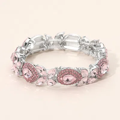 Fashnzfab Marquise Teardrop Stone Cluster Beaded Stretch Bracelet In Multi