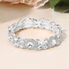 Fashnzfab Marquise Teardrop Stone Cluster Beaded Stretch Bracelet In Silver