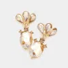 Fashnzfab Marquise Teardrop Stone Cluster Dangle Evening Earrings - Gold, Lt Col Topaz In Gold