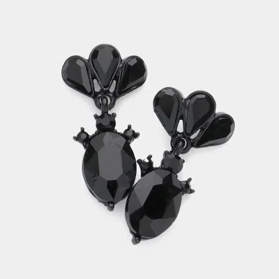 Fashnzfab Marquise Teardrop Stone Cluster Dangle Evening Earrings In Black