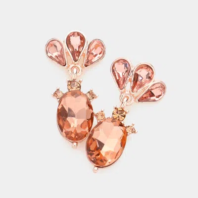 Fashnzfab Marquise Teardrop Stone Cluster Dangle Evening Earrings In Gold