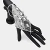 Fashnzfab Marquise Teardrop Stone Cluster Embellished Mesh Hand Chain Evening Bracelet Silver In Silver