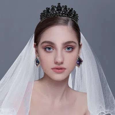 Fashnzfab Marquise Teardrop Stone Cluster Embellished Pageant Princess Tiara In Blue
