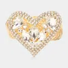 Fashnzfab Marquise Teardrop Stone Cluster Embellished Rhinestone Paved Heart Pointed Adjustable Evening Bracel In Gold