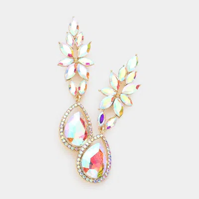 Fashnzfab Marquise Teardrop Stone Cluster Evening Earrings In Gold