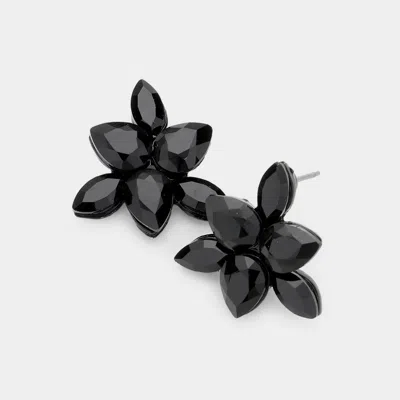 Fashnzfab Marquise Teardrop Stone Cluster Evening Stud Earrings In Black