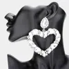 Fashnzfab Marquise Teardrop Stone Cluster Open Heart Dangle Evening Earrings In Multi