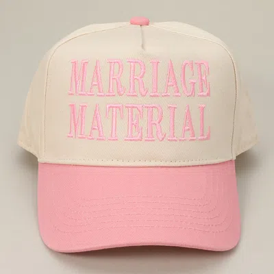 Fashnzfab Marriage Material Message Embroidered Baseball Cap In Pink