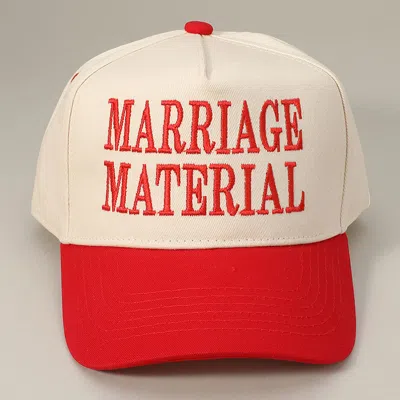 Fashnzfab Marriage Material Message Embroidered Baseball Cap In White