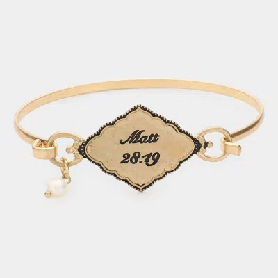 Fashnzfab Matt 28:19 Pearl Charm Hook Bracelet Worn Gold In Multi