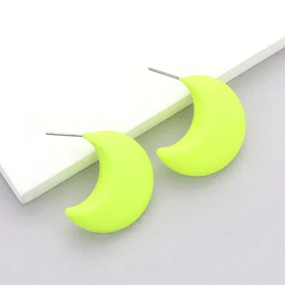 Fashnzfab Matte Crescent Earrings - Neon, Yellow In Green