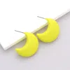 Fashnzfab Matte Crescent Earrings In Green