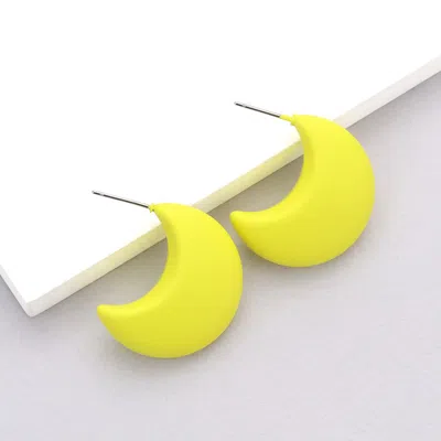 Fashnzfab Matte Crescent Earrings In Yellow