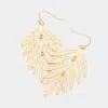 Fashnzfab Matte Metal Leaf Dangle Earrings - Matte Gold In Multi