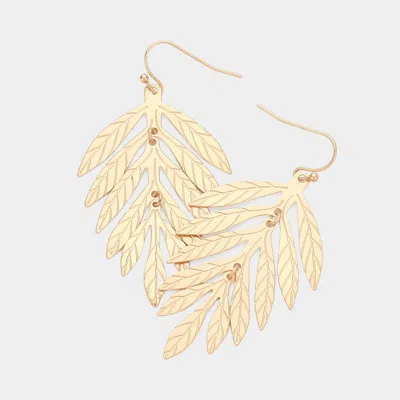 Fashnzfab Matte Metal Leaf Dangle Earrings - Matte Gold In Multi