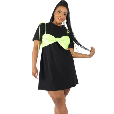 Fashnzfab Matte Pu Bra Overlay T Shirt Dress In Multi