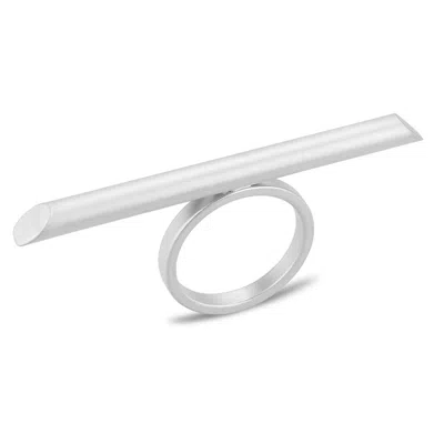 Fashnzfab Matte Rhodium Brass Ring With No Stone In Silver