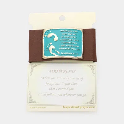 Fashnzfab Matthew 8:19 Message Faux Leather Bracelet Brown